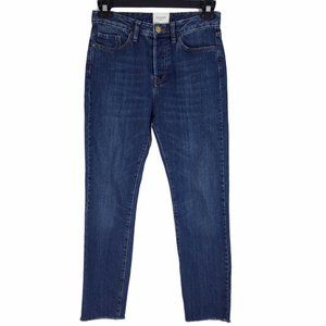 Sezane Raw Hem Blue Mid Wash Denim Jeans Womens Co